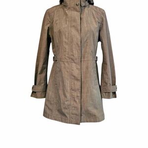 Kirkland Signature Women's Gray Trench Rain Jacket with Detachable Hood Large